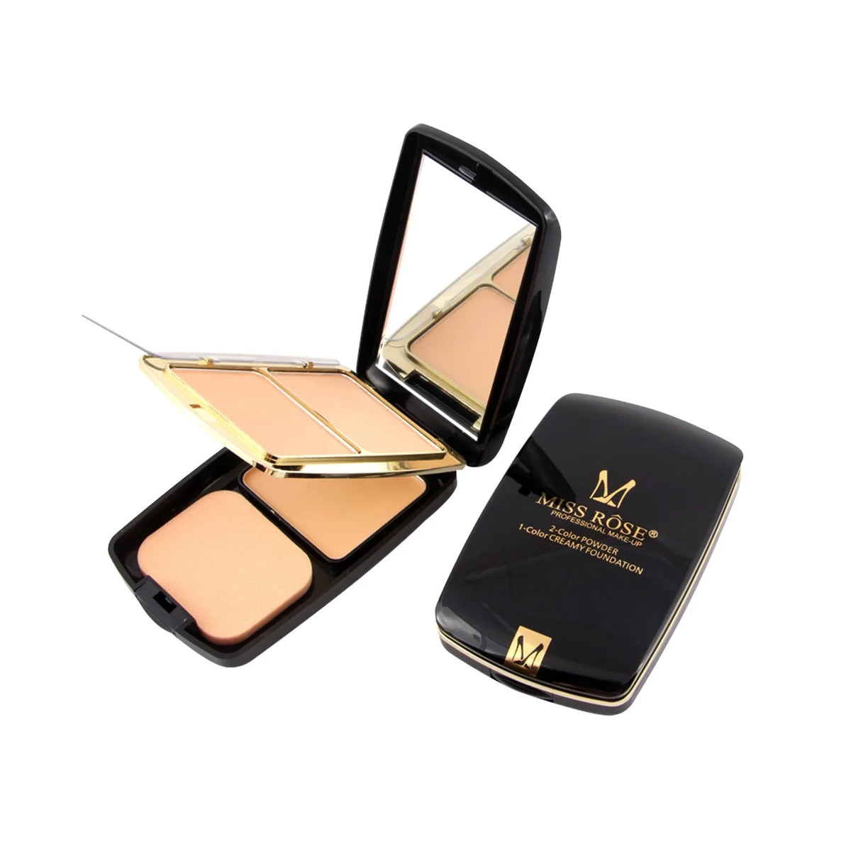 MISSROSE Double Layer Pressed Face Powder with Mirror 3 Natural Colors Lightweight Matte Finish Setting Powder for Valentine's Quake