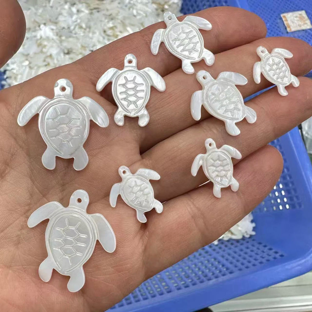 6Pcs Small Pendant The Mother Of Pearl Shell Tortoise Small Pendant For Jewelry Making DIY Earrings Necklace Tassel Accessory Quake 26mm