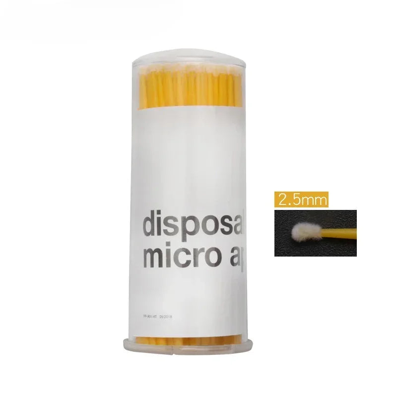 vvocci 100pcs Disposable Mini Makeup Applicator Brushes – Barrel Eyelash Extension & Mascara Brushes, Single-Use Cosmetic Tools Quake M181 A0099 Yellow L