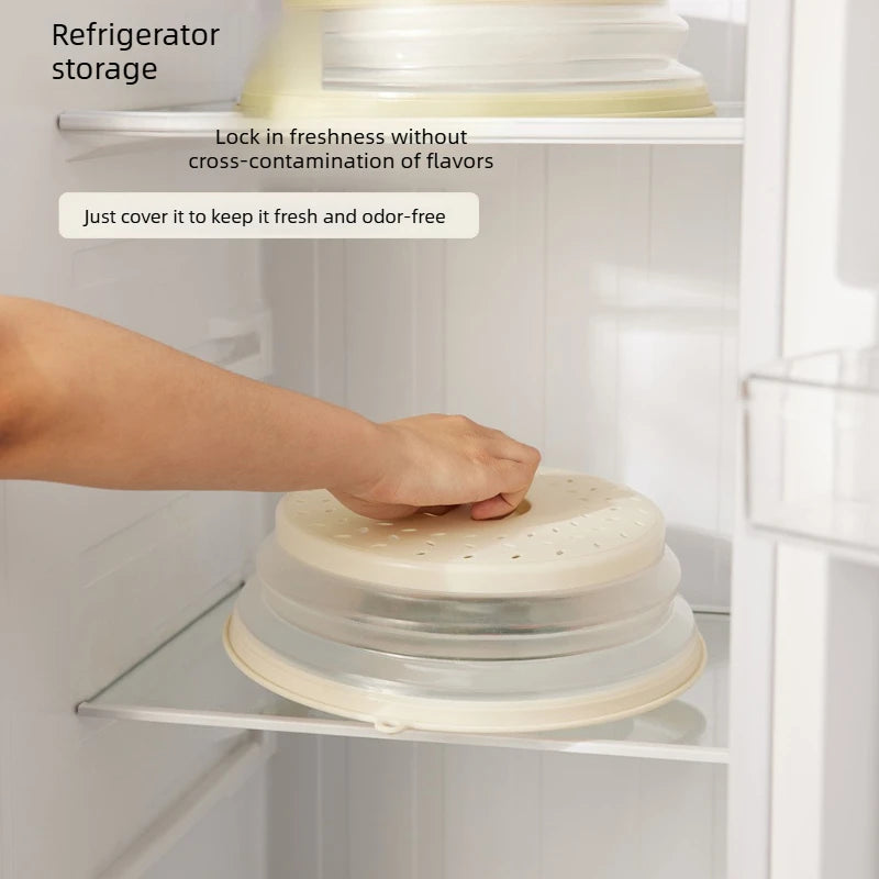 Collapsible Microwave Splatter Cover Heating Lid Breathable Oil Splash Guard Multifunctional Food Plate Cover Quake