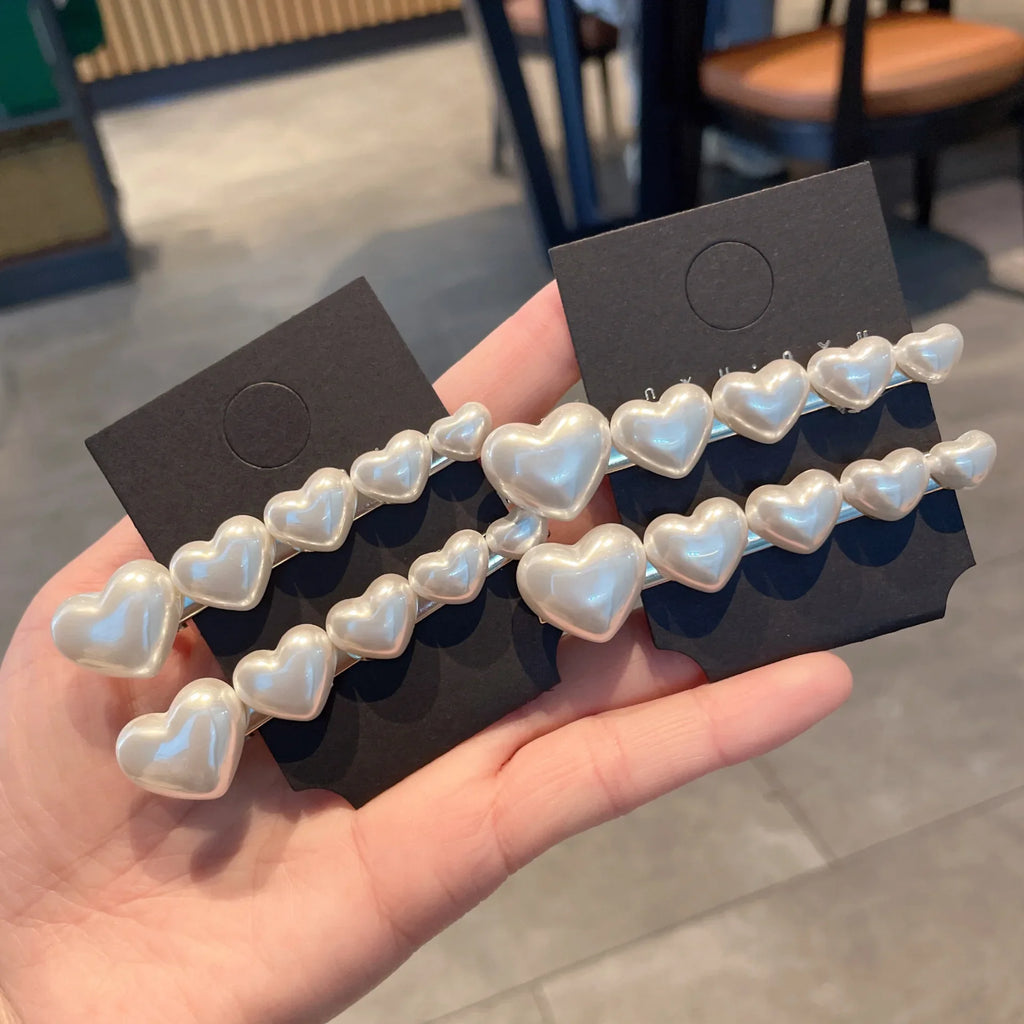 White Love Hairpins, High-end Duckbill Clips, Forehead Bangs, Girls Women Headwear Hair Styling Tools Accessories Quake
