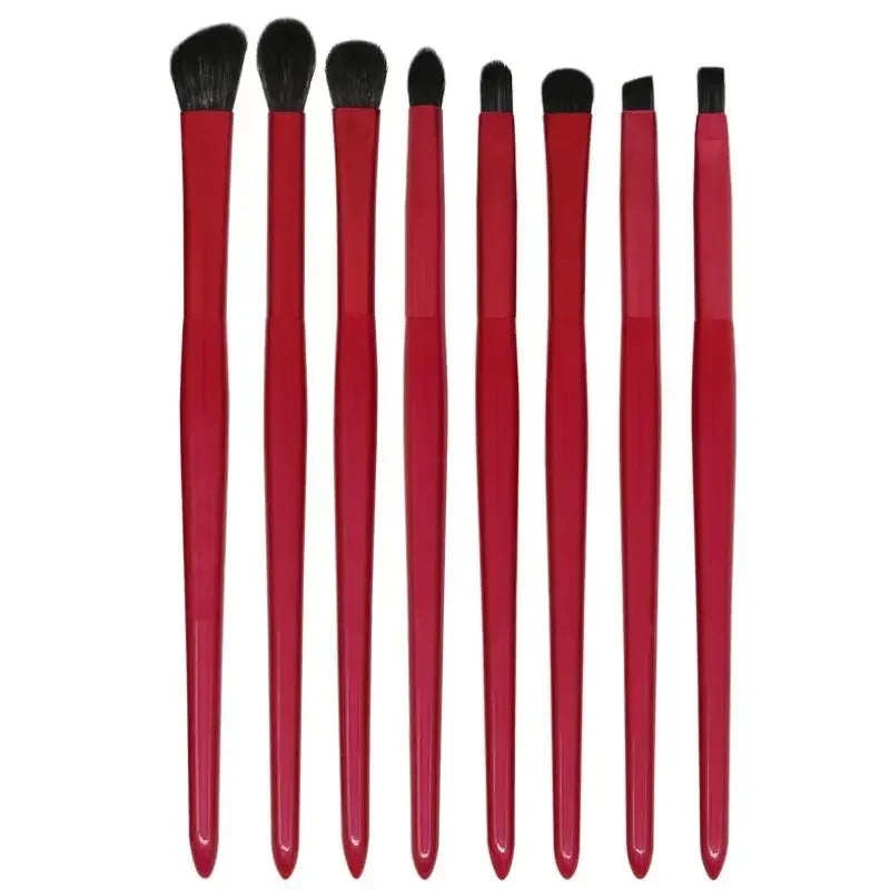 8Pcs/Lot Makeup Brushes Eyebrow Lip Blusher Shadow Eyeshadow Cosmetic Eye Part Professional Makeup Brush Set Quake no bag Red