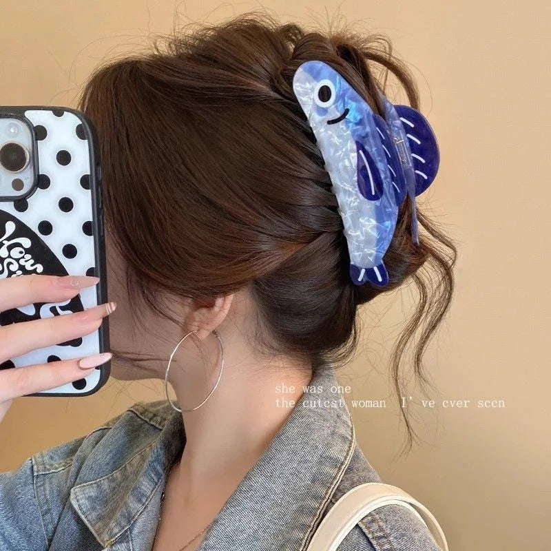 Creative Cute Sardine Grab Clip Women's Premium New Back Head Plate Hairpin Headgear High-end Shark Clip Quake