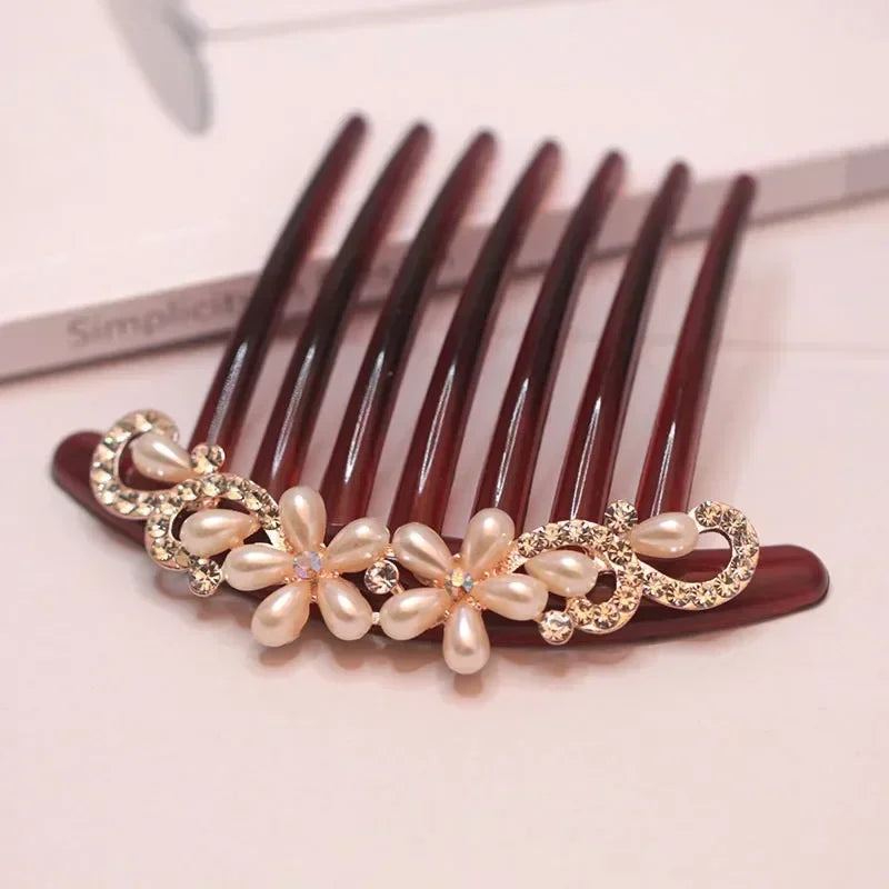 Women Crystal Hair Braiding Clip Elegant Vintage Hairpin Girls Elegant Rhinestone Hair Accessories Crystal Hairpins Barrettes Quake NO.1