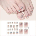 22 Counts Glitter Toe Nail Stickers, Removable Flash Toe Nail Wraps Self Adhesive French Toenail Nail Strips for DIY Manicure Quake 15