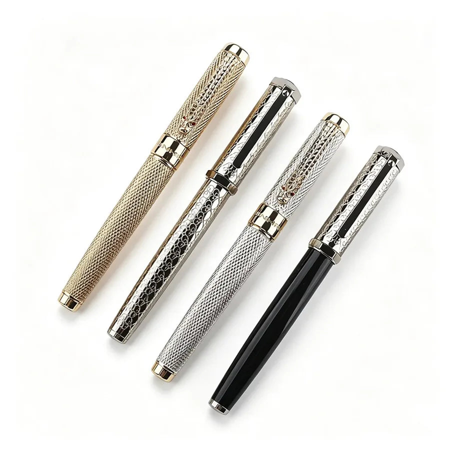 Vintage Engraved JINHAO Metal Roller Pen Luxury Gold Silver Signature Pen High Grade Business Gift Pen for Men Office Stationery Quake