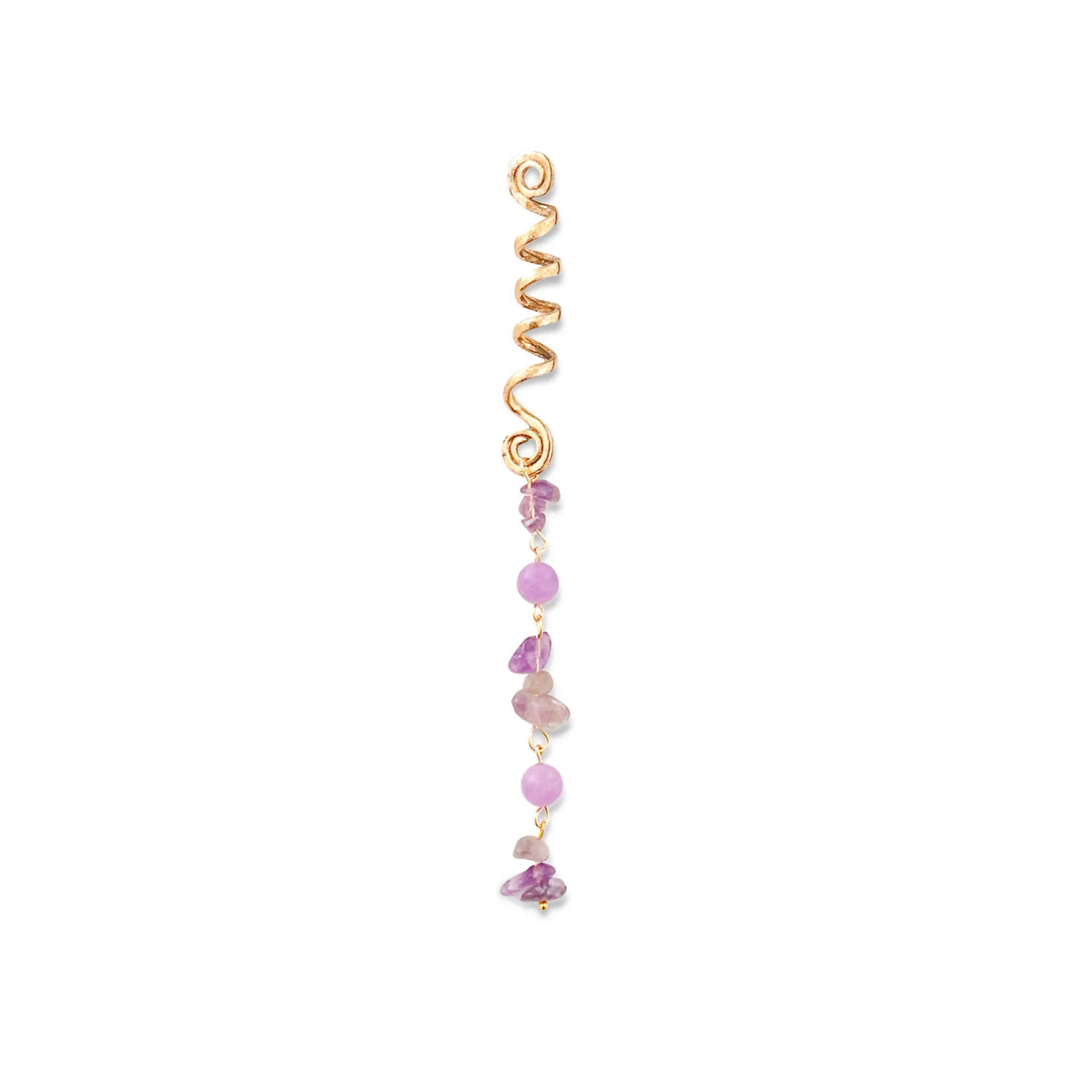 New Colored Hair Beads Crystal Stone Braids Barrette Spiral Charms Beads for Women Jewelry Vintage Hairpin Dreadlock Accessories Quake Purple-long