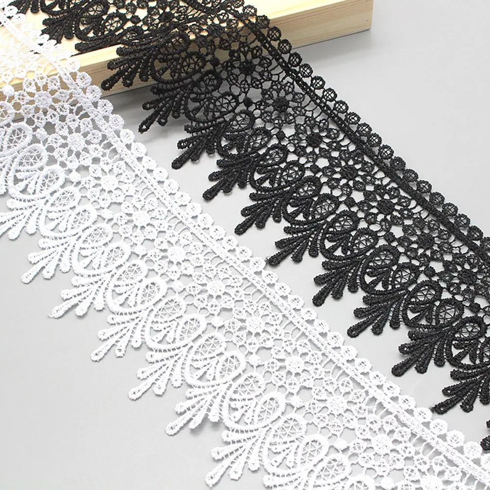 1 Yard High Quality Beautiful Black Lace Ribbon Tape 90MM Lace Trim DIY Embroidered For Sewing Decoration African Lace Fabric Quake