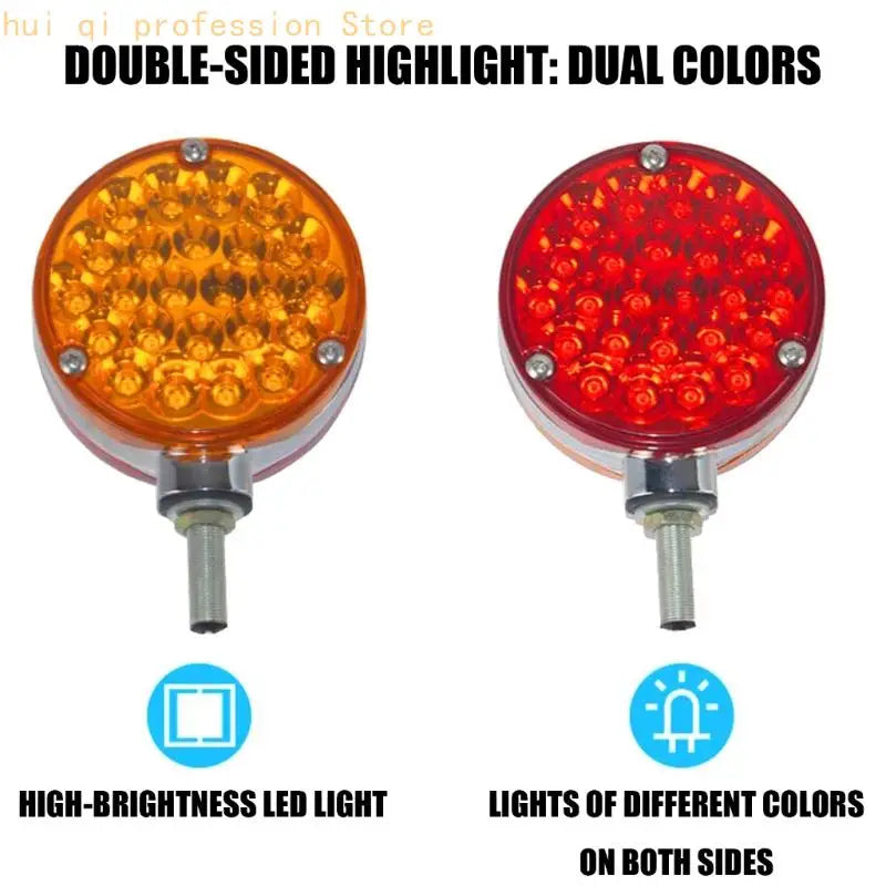 Threaded Mounting Post LED Fog Lamp, Round Two Sided Red Auxiliary Light for Car Motorcycle Bumpers Use H8WE Quake