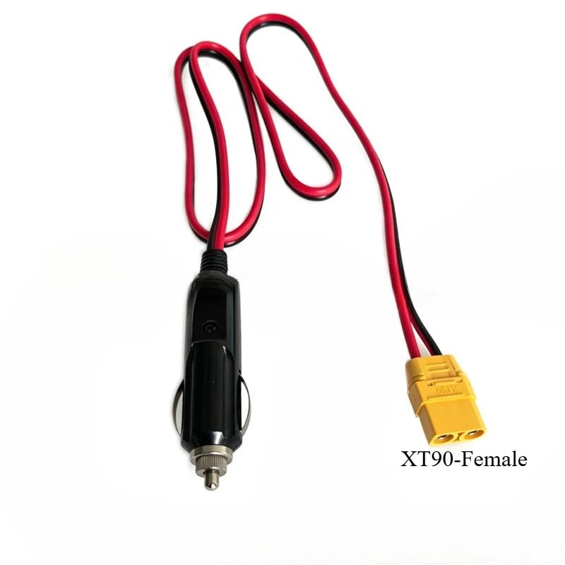 XT60I/90 to Cigarette Lighter Male Plug Conversion Wire 12AWG Heavy Duty Power Cable for Car RV Portable Power Station Charging Quake type1 No Light 1M