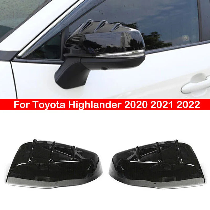 For Toyota Highlander 2020 2021 2022 Rearview Side Mirror Cover Wing Cap Exterior Door Rear View Case Trim Carbon Fiber Black Quake