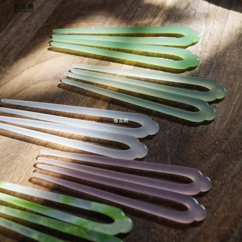 Simple Transparent Hairpin Chopstick Vintage Elegant Hair Stick Ancient Style Ornament Pan Hair Headdress Hair Style Accessories Quake