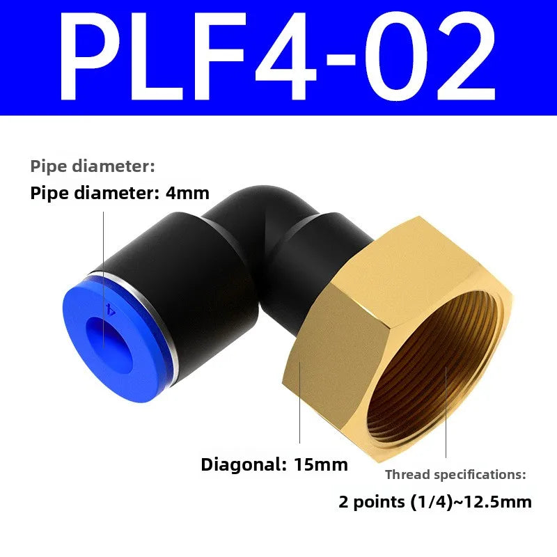 1pcs PLF Pneumatic Fittings Female Thread 1/8 1/4 3/8 1/2 Hose OD 4/6/8/10/12mm Air Elbow Connector Tube Push In Fittings Quake PLF4-02 1 Pcs