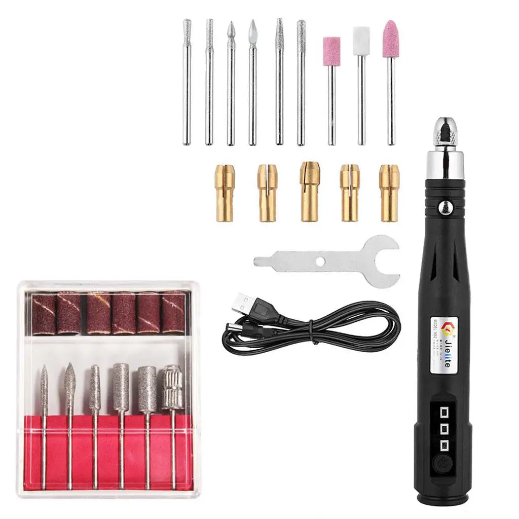 Mini Sander Grinder Kit 3-speed Rotary Polishing Pen Tool for Art Carving DIY Jewelry and Glass Quake PackageC 100V-127V US Plug