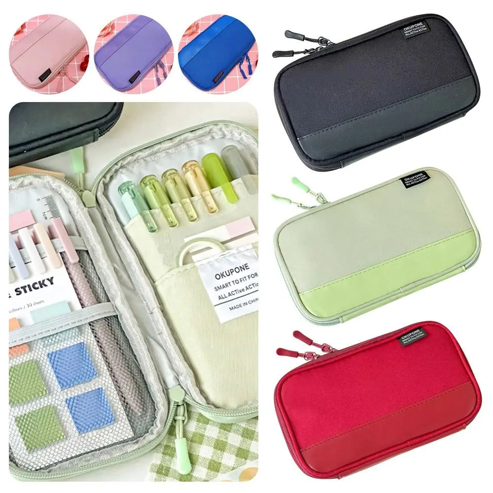 New Oxford Pen Bag Ultra-thin Portable Stationery Pouch Multi-functional Stationery Organizer Students Gift Quake