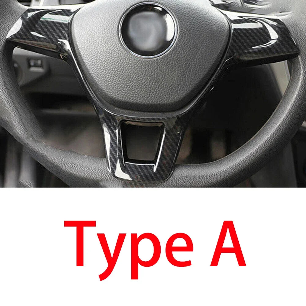 For Volkswagen VW Jetta MK6 2015 2016 2017 2018 Carbon Fiber Look ABS Car Interior Steering Wheel Frame Trim Cover Decoration Quake