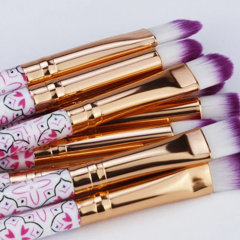 10Pcs/Lot Makeup Brushes Eyeshadow Eyebrow Fine Lines Depict Patterns Lip Professional Eye Part Makeup Brush Set Quake