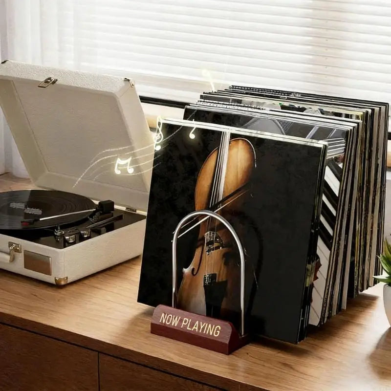 Sophisticated Album Holder With metal Finishes Stores 50 Records Vertically To Avoid Warping K1KF Quake CN