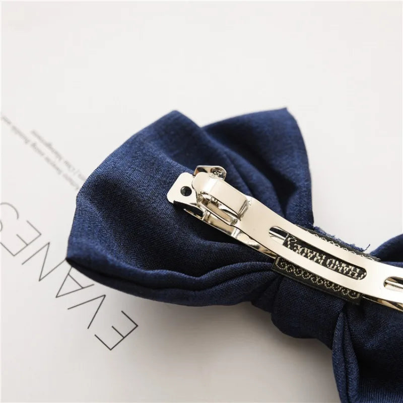 Double Layer Fabric Bowknot Ponytail Clip Sweet Elegant Barrettes Women Girls Simple Solid Color Hairpin Hair Grip Headdress New Quake