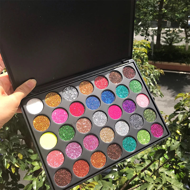 35 Color Glitter Metallic Eyeshadow Palette Shimmer Diamond Sequins Body Face Art Makeup Waterproof Maquillajes Para Mujer Quake 35 Glitter Colors