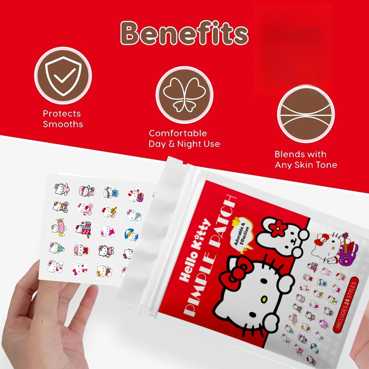 Sanrio Hello Kitty Acne patches, Cartoon acne patches, Acne cover-up stickers, Cute concealer stickers Quake