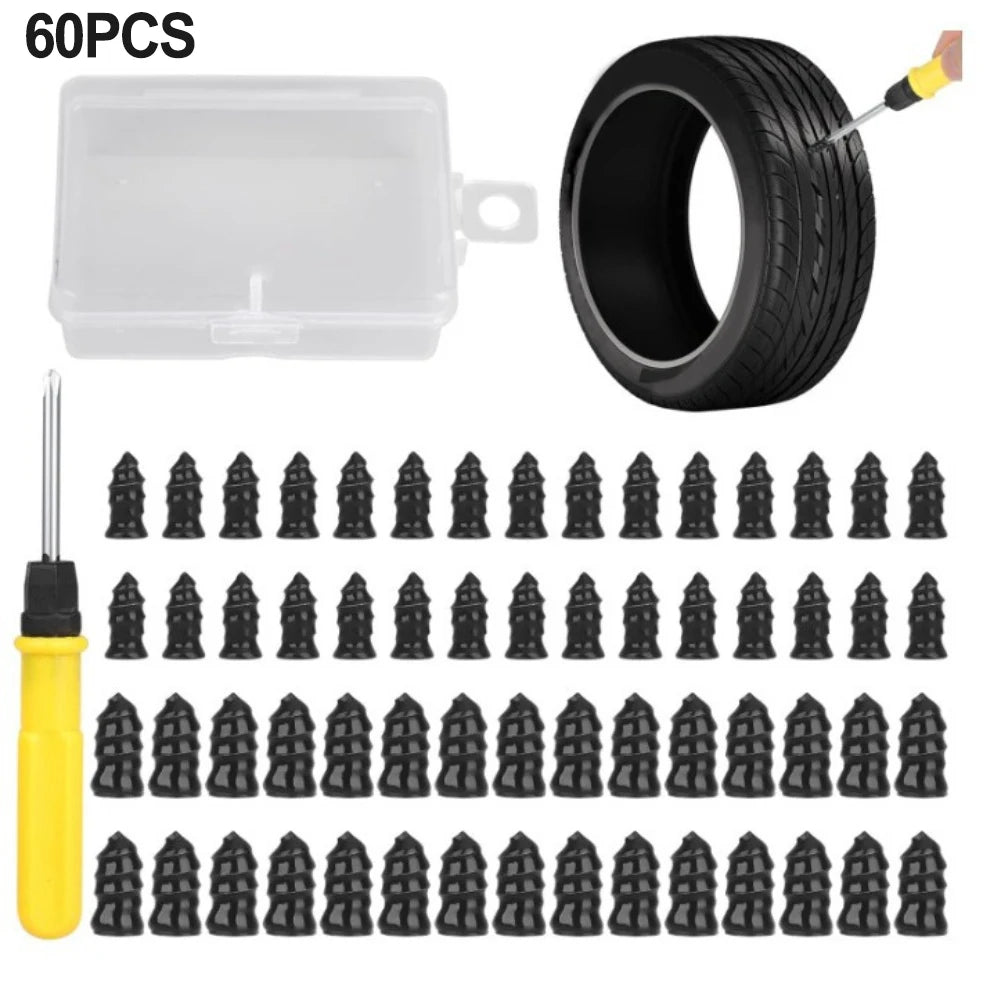 Portable Tire Repair Kit Tire Repair Kit Diagnostic Tool Rubber Nail Kit High-grade Carbon Steel Portable Convenience Quake 60PCS