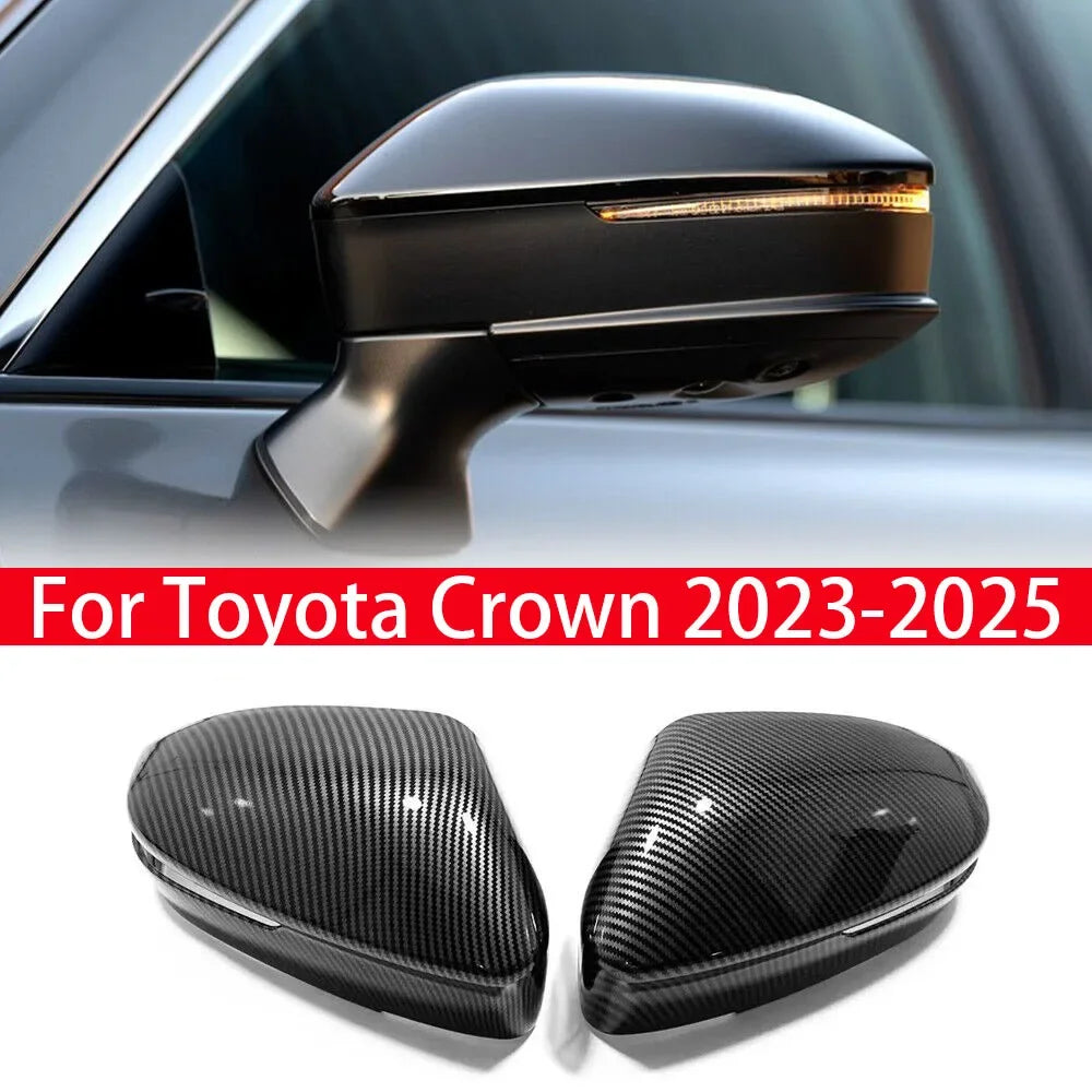 For Toyota Crown 2023-2025 Car Sticker Rearview Side Mirror Cover Wing Cap Exterior Door Rear View Case Trim Carbon Fiber Look Quake