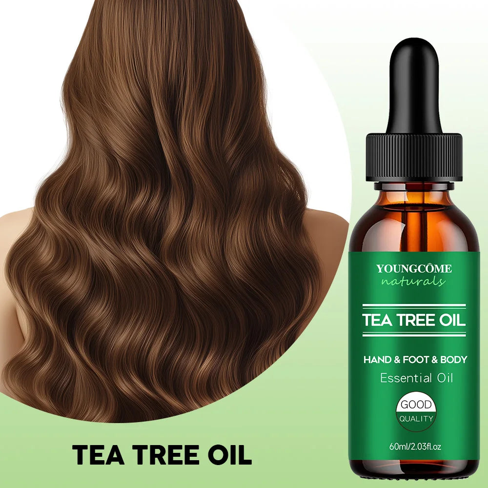 YOUNGCOME Tea tree essential oil for skin care, Repairing & Nourishing Hair Strengthens, Hydrates & Revitalizes Damaged Hair Quake
