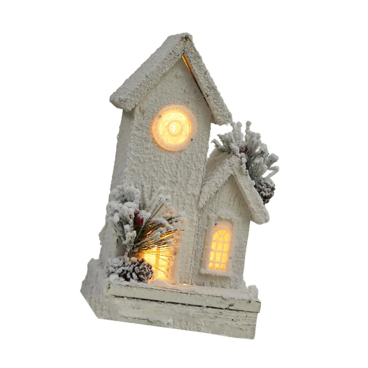 Wooden Christmas Village House Model with Light Xmas Displays Decorative 5.5x4x10.2inch for Living Room Lightweight Versatile Quake Style A