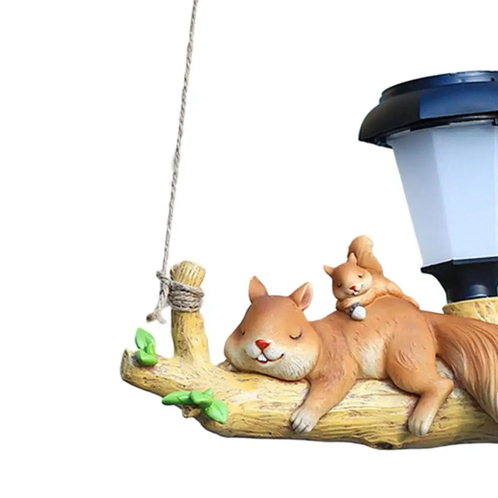 Animal Figurine Garden Pendant Solar Powered Decor Wall Mount Ornaments Yard Simulated Garden Creative Figurine Hanging Light Quake