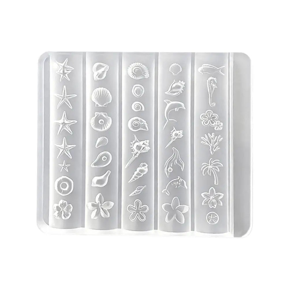 Flower Sea Shell Conch Coral Starfish 3D Acrylic Nail Mold Nail Decorations DIY Resin Manicure Mold Nail Art Mold Quake transparent