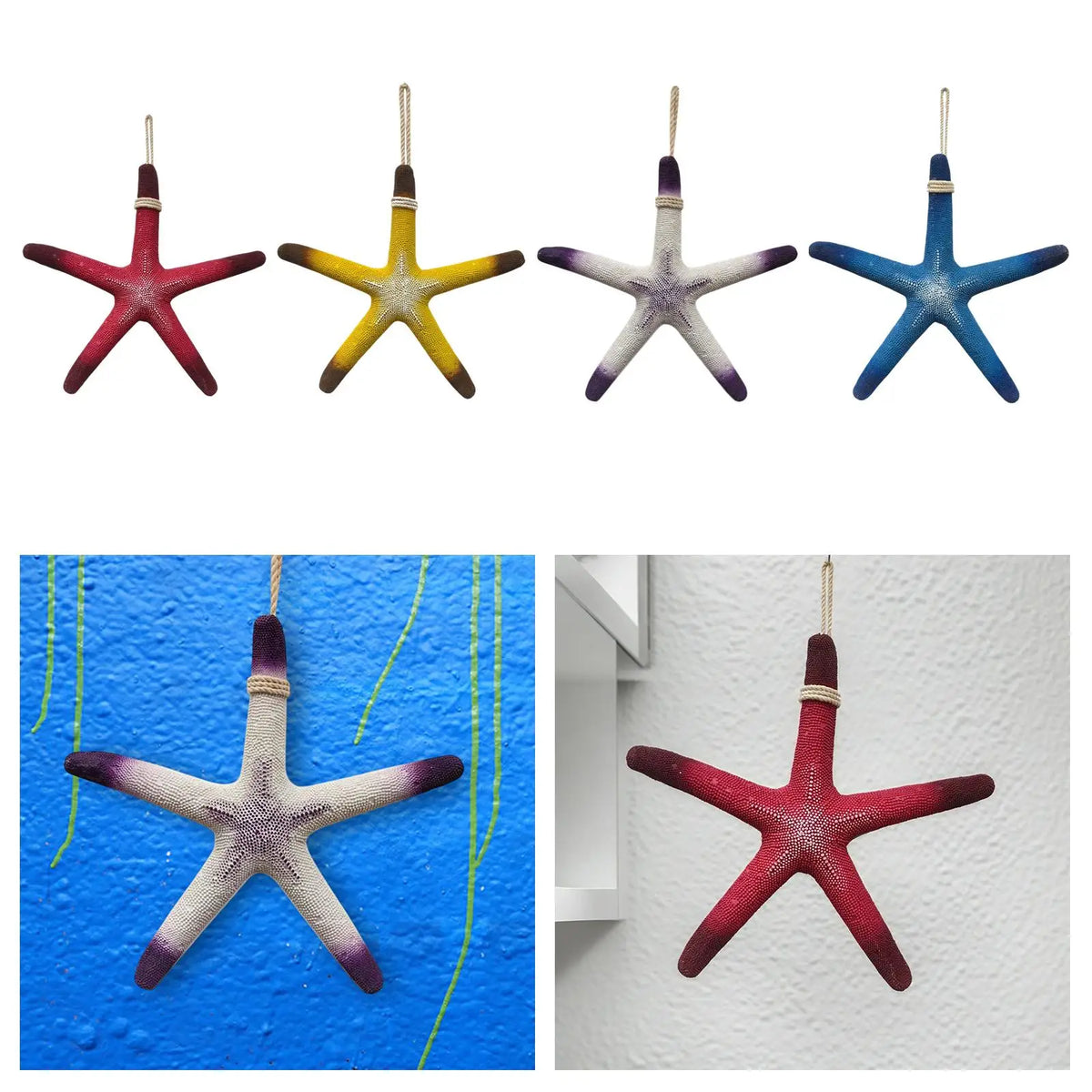 Resin Starfish Ornament Hanging Five-pointed Star Large Beach Decor Hanging Decor for Beach Christmas Aquarium Bathroom Bedroom Quake