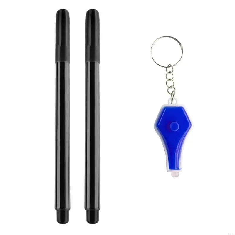 2Pcs Invisible Inks Pen with LED Keychain Flashlight for Secret Note K1KF Quake