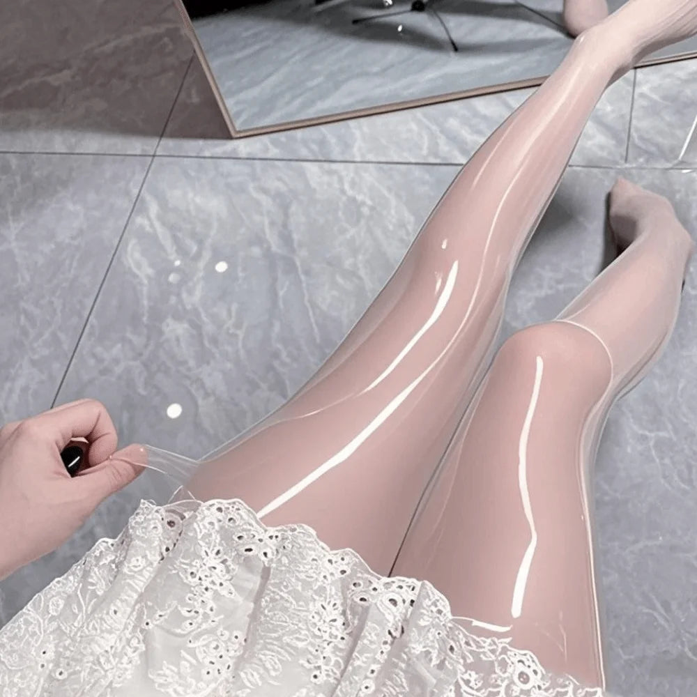 New Sexy 8D Smooth Glossy Socks Glossy Soft Oil Gloss Pantyhose Shiny Horse Oil Socks Party Quake White One Size