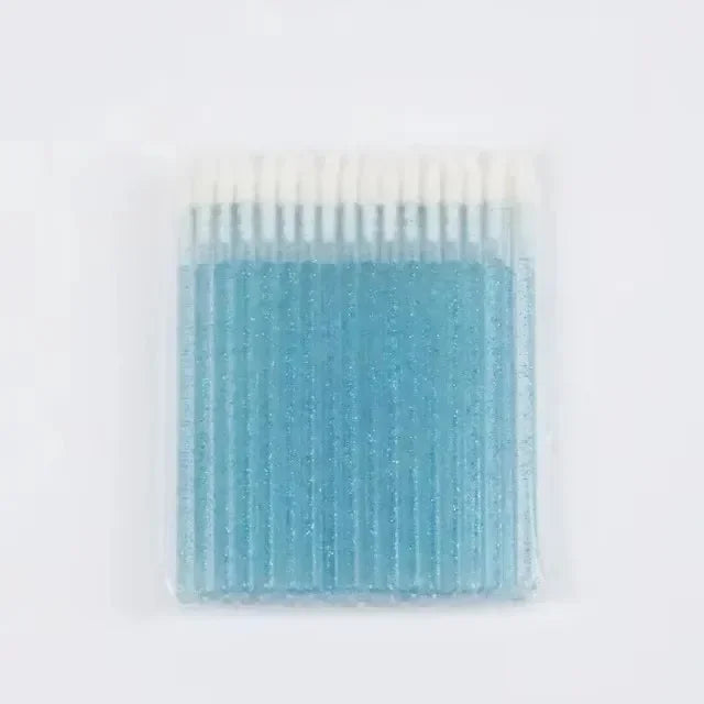 vvocci 50/100pcs Disposable Lip & Eyelash Mascara Applicator Wands- Professional Eye Makeup Brushes for Cosmetic Extension Tools Quake M153 cry blue 100PCS