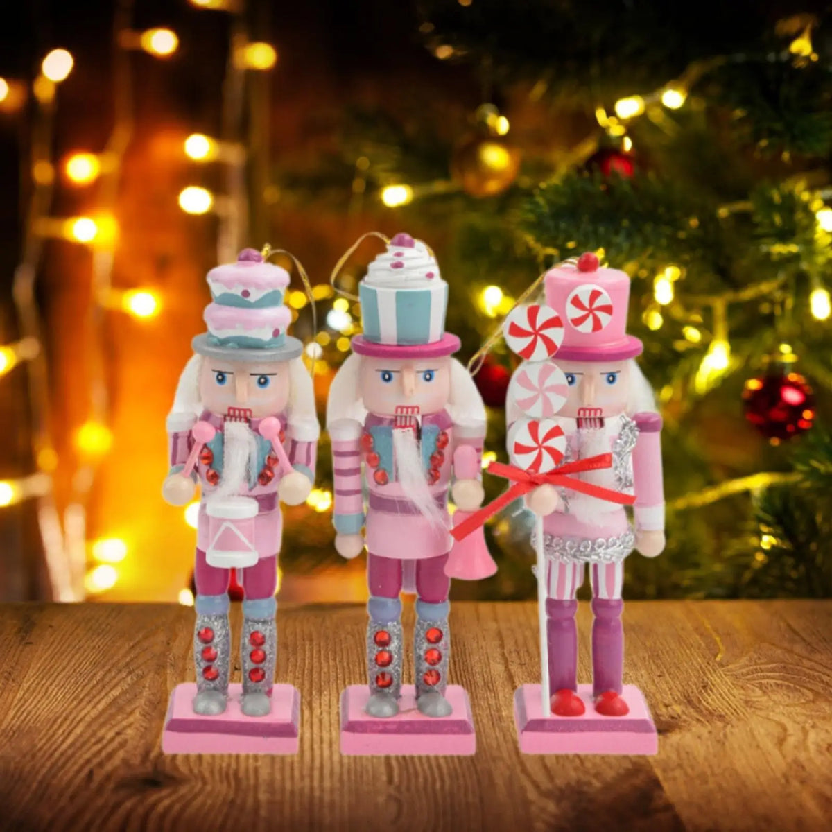 3Pcs Wooden Nutcracker Sculpture Collectible Cartoon Christmas Decoration Mini Nutcracker Figurine for Holiday Decor Quake