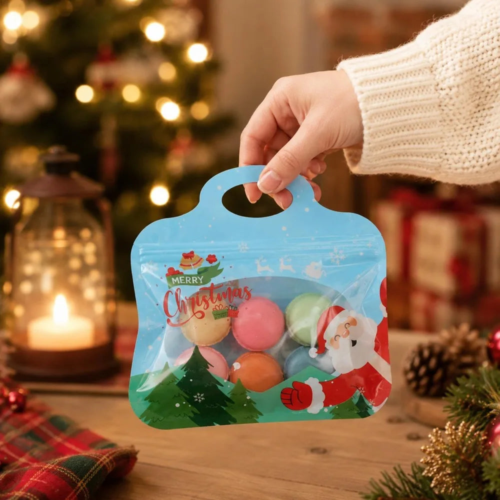 30/2PCS Cartoon Christmas Self Sealing Bag Cute Santa Claus Snowman Pattern Handbags Candy Cookie Packaging Pouch Party Supplies Quake