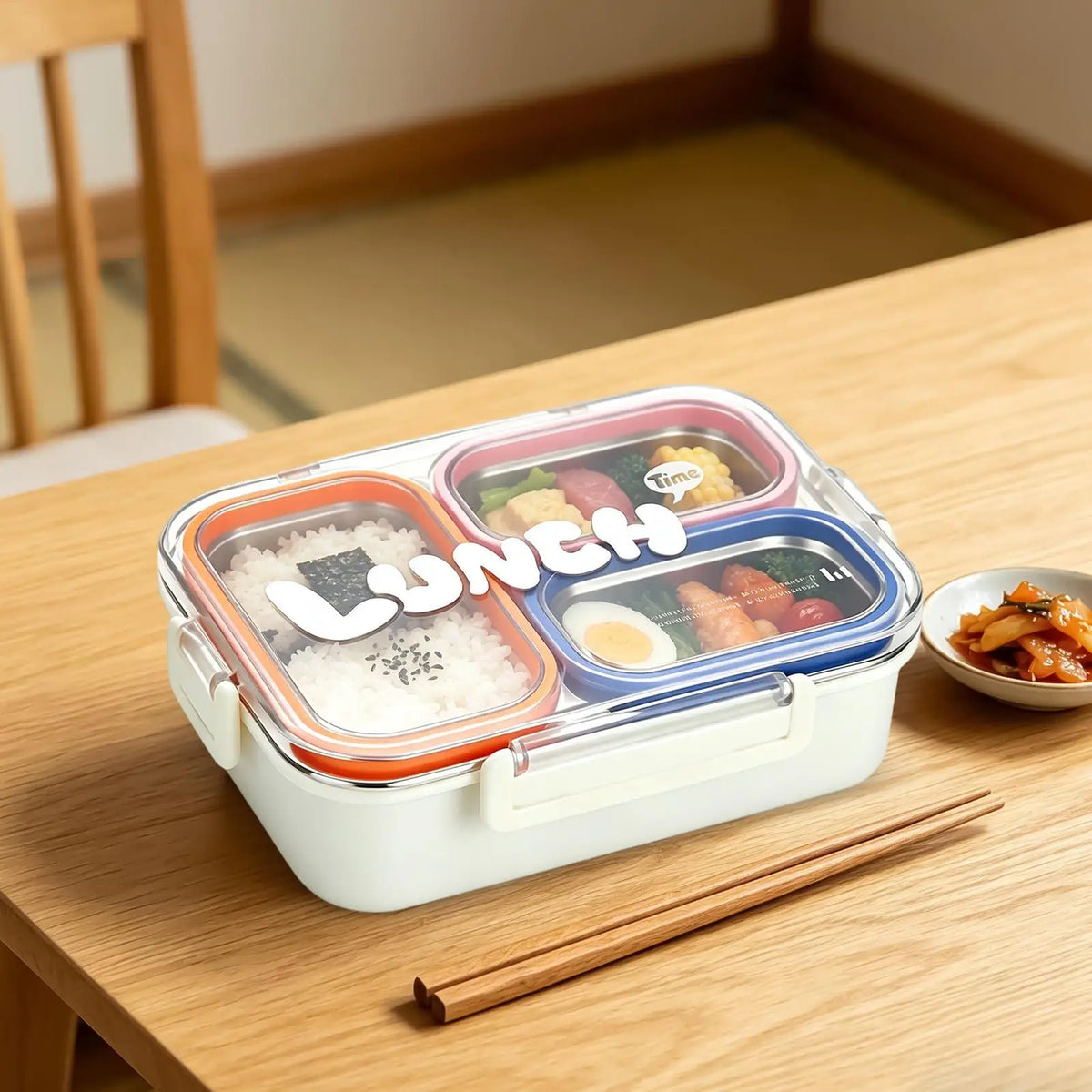 Stainless Steel Lunch Box 3 Compartment Leak Proof with Lid for Adults School Camping Spring Trip Commuting Picnic Fruits Snacks Quake