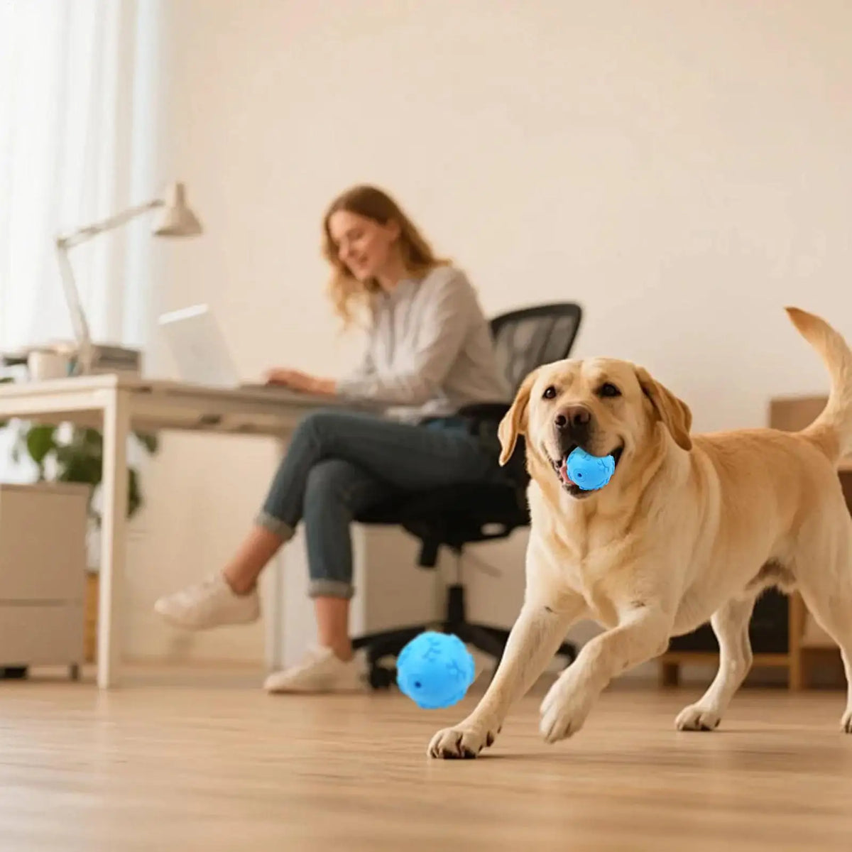 Puppy Chew Ball Squeaky Bouncy Pet Teething Toy for Home Garden Park Living Room Bedroom Garage Farmhouse Poolside Quake