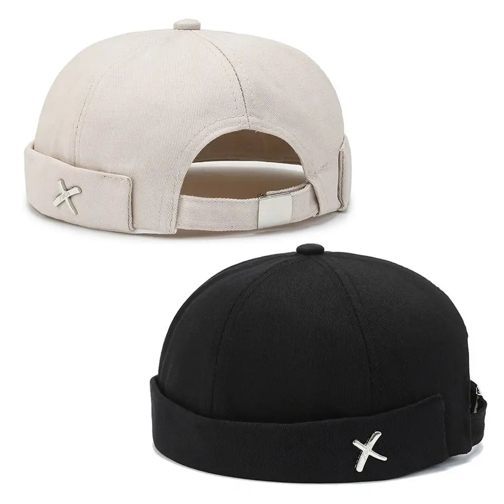 Vintage Washed Style Brimless Docker Cap Solid Color Cotton Vintage Dome Hat Adjustable Brimless Hat Boy Girls Quake