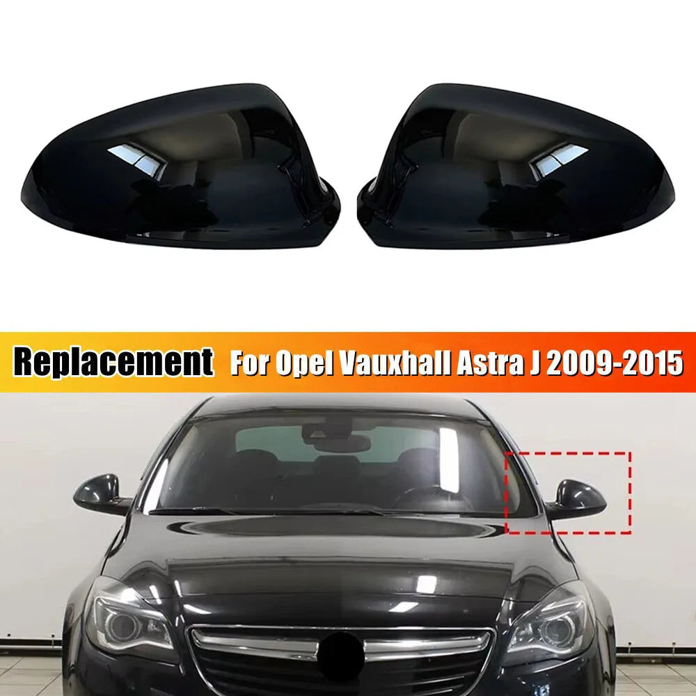 For Opel Vauxhall Astra J 2010-2015 Car Replacement Rearview Side Mirror Cover Wing Cap Exterior Door Rear View Case Trim Black Quake Default Title