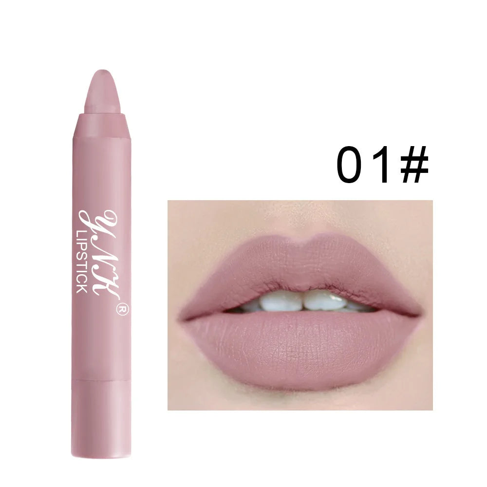 1PC Pink Series Velvet Matte Lipstick Pen Waterproof Long Lasting Red Lipstick Makeup Lip Tint Pen Cosmetic Makeup Quake 01