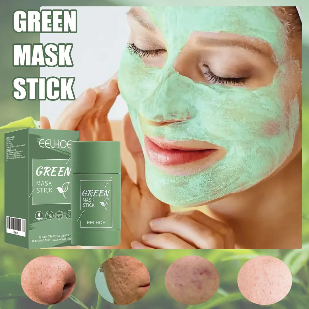 EELHOE Green Tea Solid Mask - Deep Cleansing Hydrating Mud Stick for Long Lasting Moisture Ideal Christmas Pampering Gift Quake