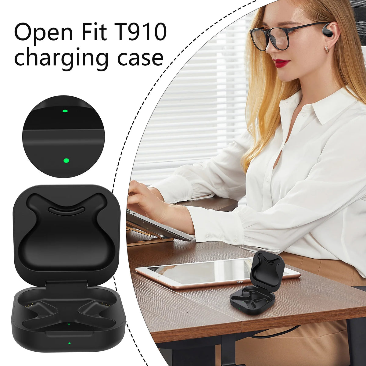 Replacement Charging Case For SHOKZ OpenFit T910 Wireless Bluetooth Earbuds Charger Box 600mAh Built-in Battery Type-C Charging Quake
