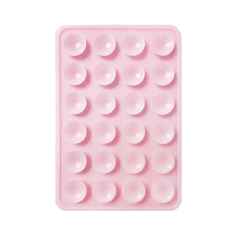 Silicone Suction Phone Holder Mat Multifunctional Suction Cup Wall Stand Square Anti-Slip Single-Sided Case Mount Back Sticker Quake Pink