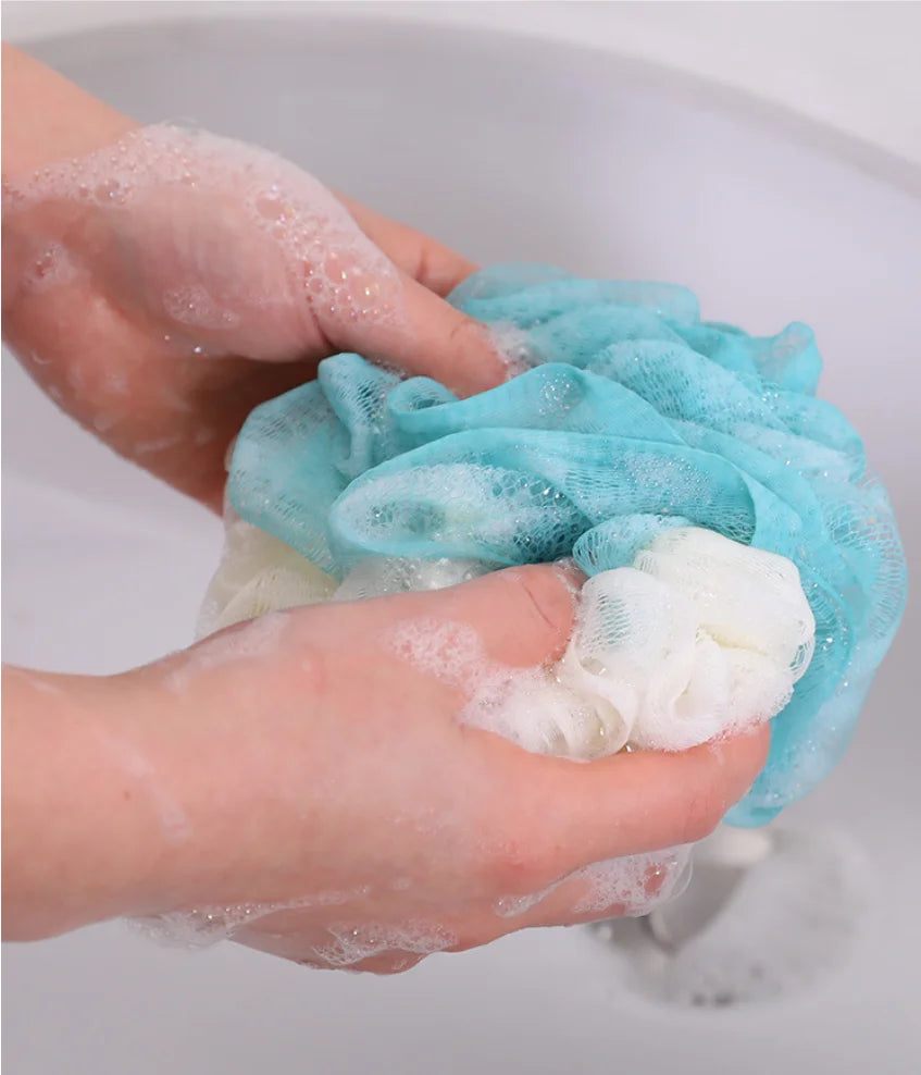 vvocci Bath ball Large Bi-Colour Shower Balls 3 PCS Colourful PE Soft Frosted Bubble Bath Flower (Colour Random) Quake