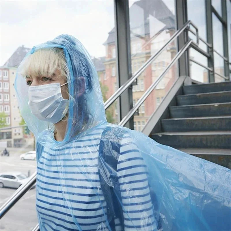 Portable Mini Raincoatball Thicken Disposable Raincoats Cape for Adults Emergency Waterproof Raincoats Ball with Keychain Unisex Quake