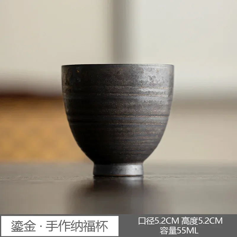 Master's Cup Japanese Retro Rough Pottery Kung Fu Tea Set Personal Ceramic Water Cup Quake Mug-55ML 51-100ml