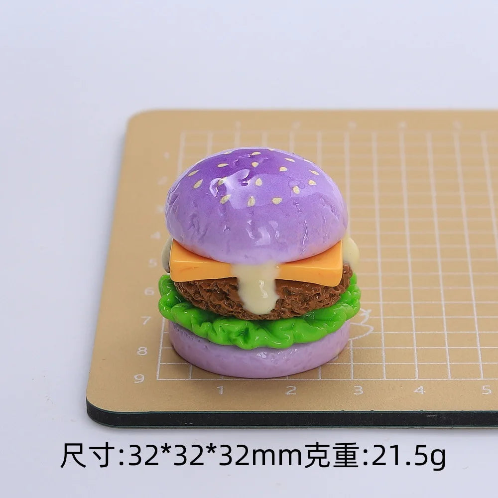 5Pcs Color Hamburger Flatback Resin Cabochon Scrapbooking for Hair Bows Center DIY Jewelry Phone Decoraiton Making Accessories Quake purple