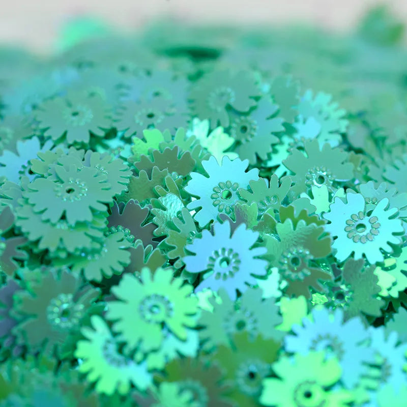 50g/500g PVC Paillette Sequins Daisy Flower Loose Colorful Lentejuelas for DIY Crafts Sewing Clothes Decor Manicure Accessories Quake 56 green 500g